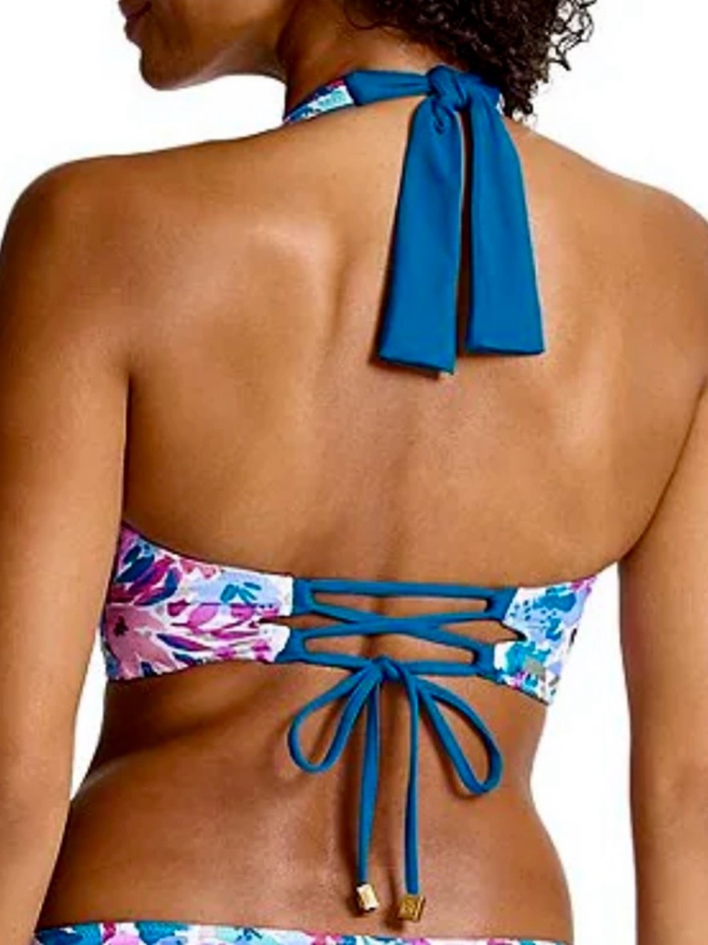 Tommy Bahama Watercolor Floral Reversible Halter Bikini Top - Picture 2 of 16